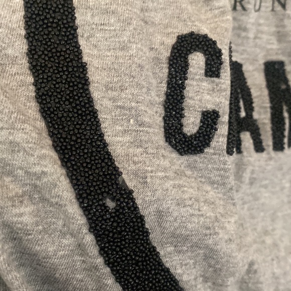 NWT Francesca’s Alya Women’s Beaded and Sequined Champagne Tee Gray Medium - Picture 5 of 7